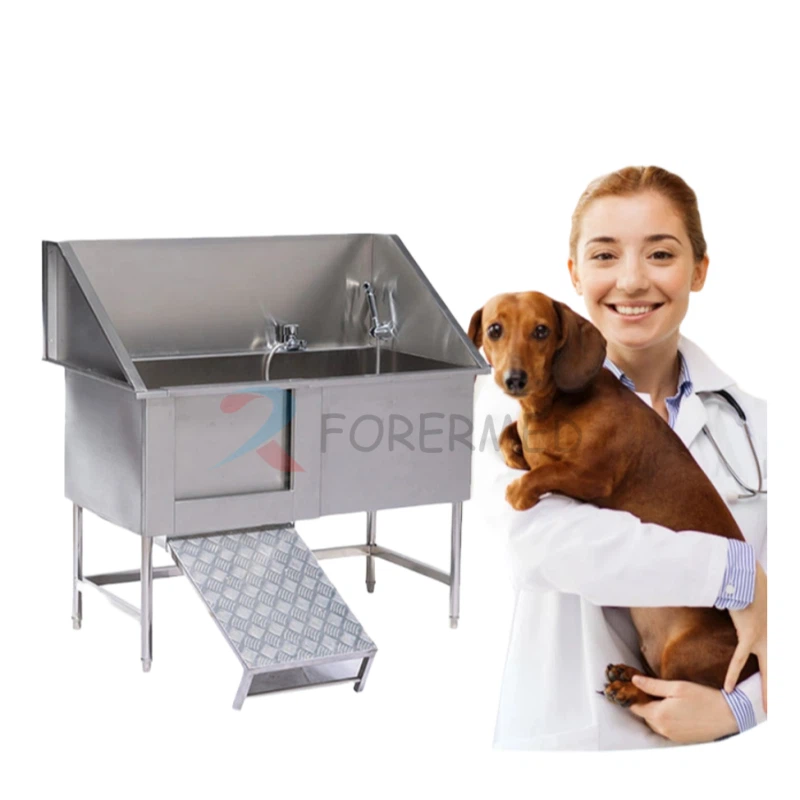 Bañera de acero inoxidable para el cuidado de perros